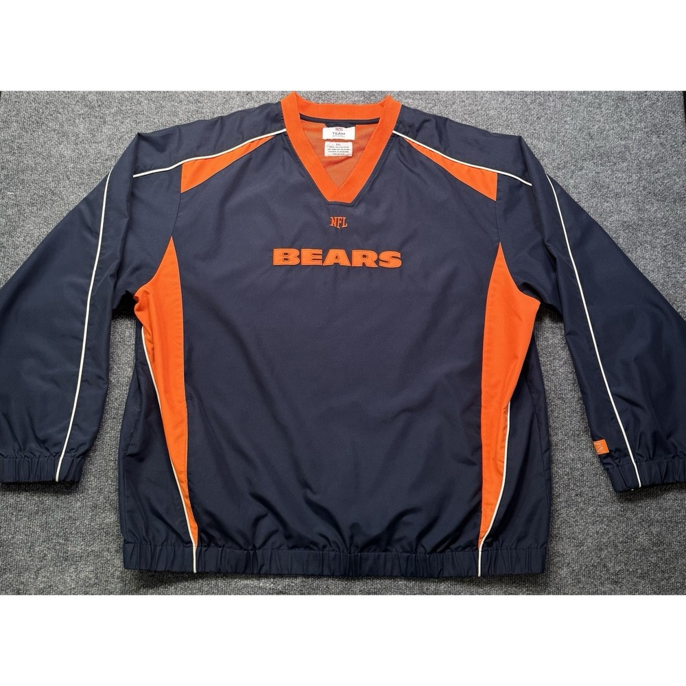 NFL Chicago Bears Pullover Windbreaker Jacket Mens 3XL Navy Orange Logo